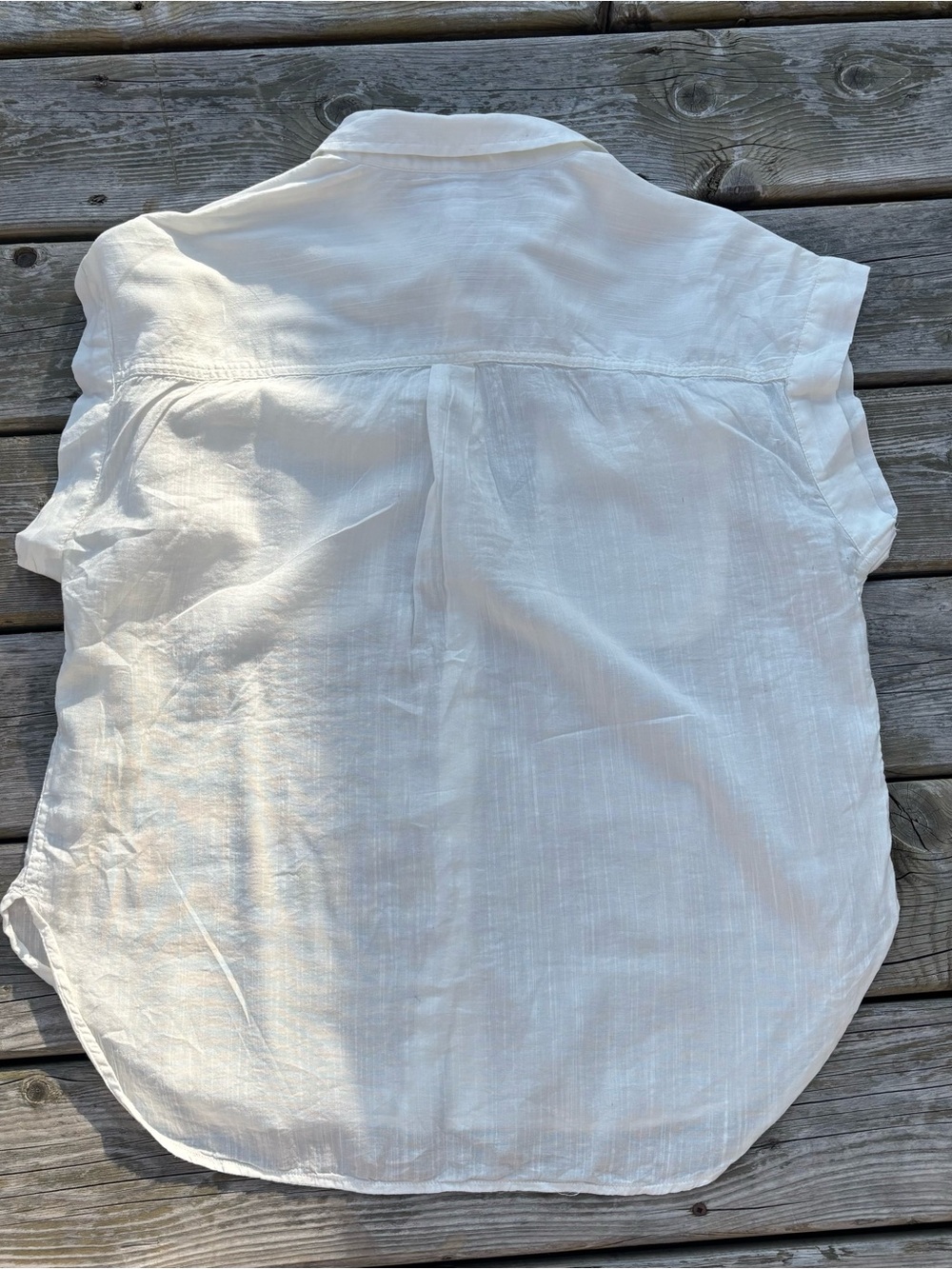 GAP White crop Sleeve Button-Down Cotton Blend Shirt